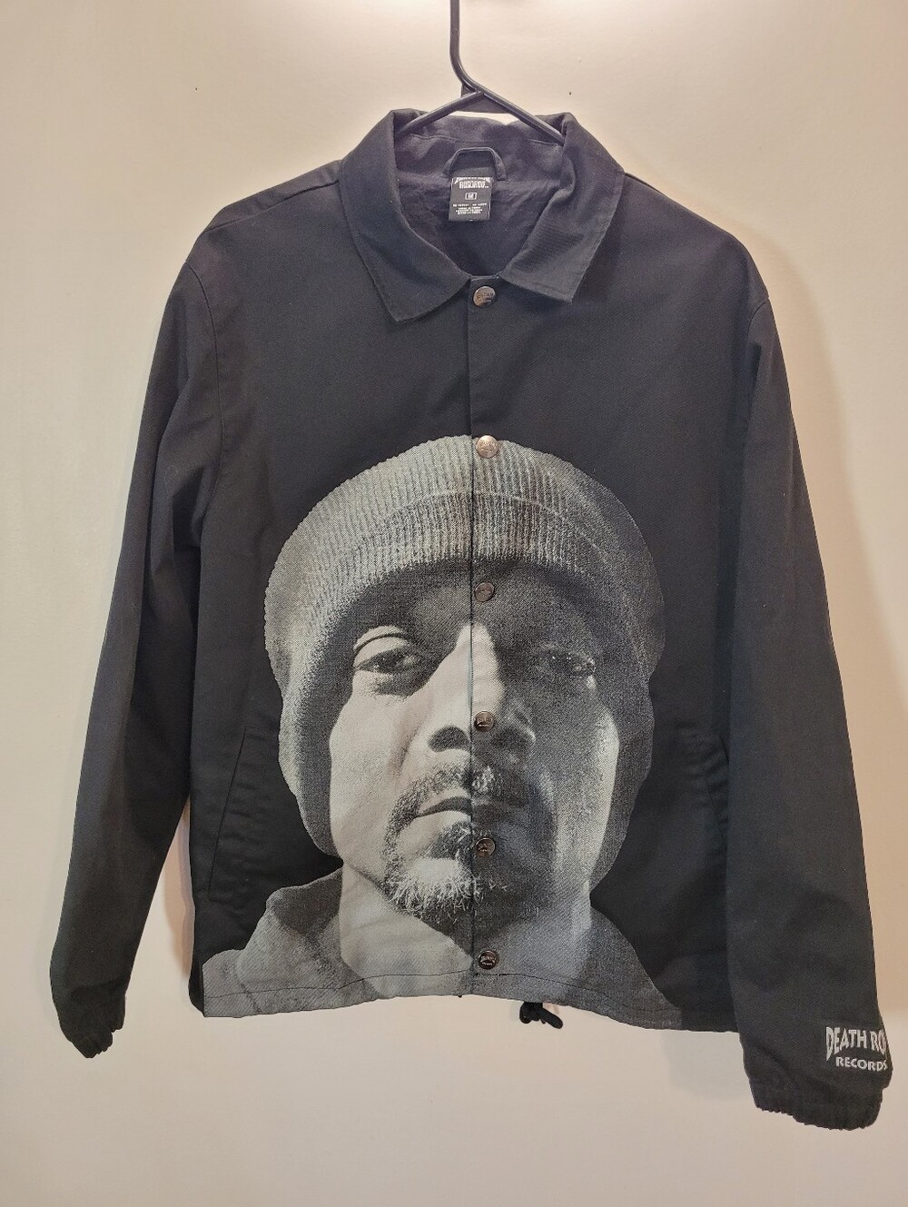 Death Row Records Brand - Snoop Dogg Button Down Black Jacket Mens - Size M